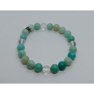 Energy Muse Natural Stone Aquamarine 6.75" Beaded Stretch Bracelet